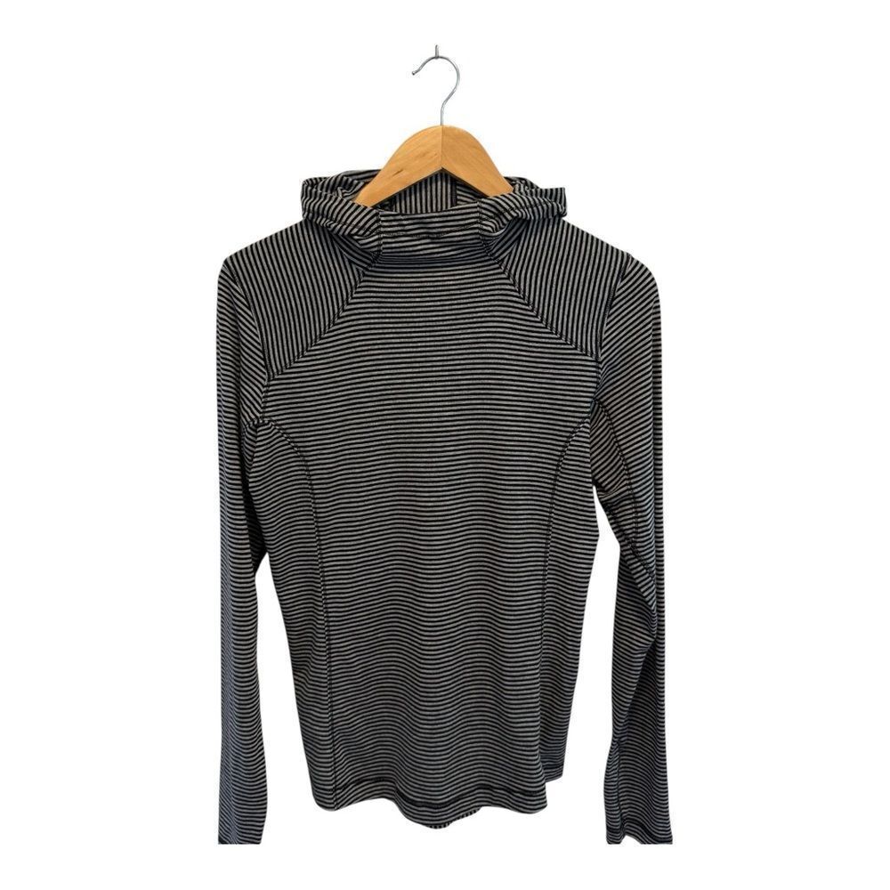 Black and Gray Columba Omni Wick Striped Scuba Hoodie Athleisure Trendy